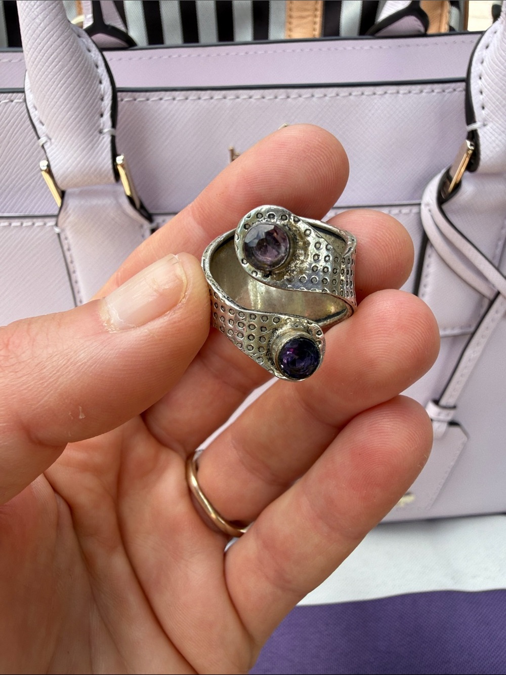 Sterling Silver Amethyst Wrap Ring - Purple